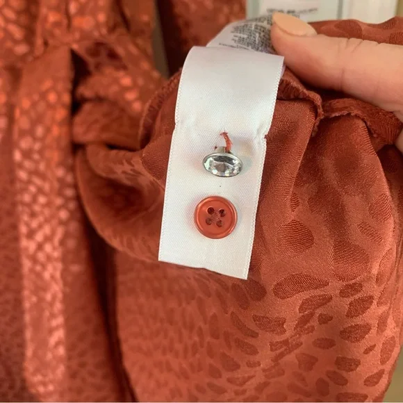 ASOS Jacquard Rust Puff Sleeve Mini Dress, size 6 - Picture 10 of 13